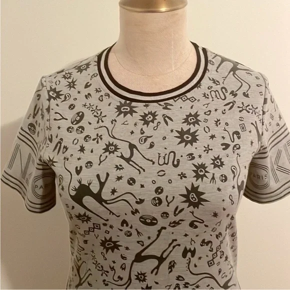 Kenzo Designer T-Shirt Dress Grey Logo Short Sleeve size L - Picture 4 of 10